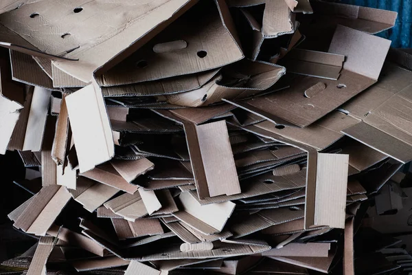 Close Heap Crumpled Cardboard Boxes Farm — Stock Photo, Image