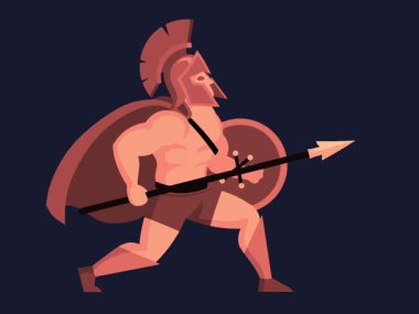 Antik Roma İmparatorluk askeri animasyonu, savaşa hazır tam teçhizat, ekipman ve silah mevzilendirme için..