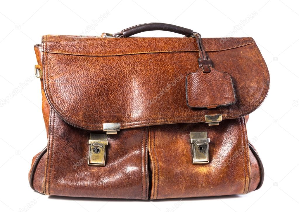 old leather briefcase