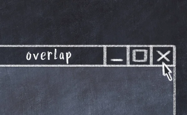 Sorunlarla başa çıkma kavramı. Tarayıcı penceresini başlık örtüşmesi ile kapatan tebeşir çizimi