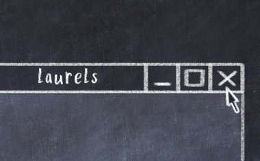 Sorunlarla başa çıkma kavramı. Tarayıcı penceresini başlık şatolarıyla kapatmanın tebeşir çizimi