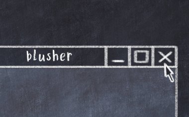 Sorunlarla başa çıkma kavramı. Tarayıcı penceresini başlık kızartıcı ile kapatmanın tebeşir çizimi