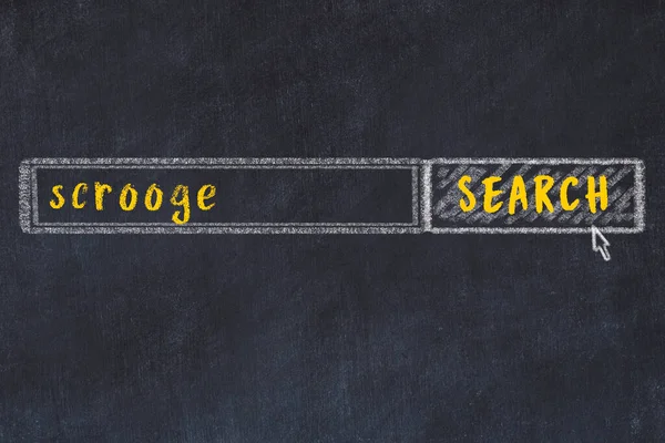 Chalk sketch of browser window with search form and inscription scrooge — Stock Photo, Image