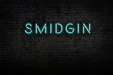 Tuğla duvardaki neon ışıklarının gece görüşü.