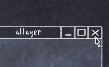 Sorunlarla başa çıkma kavramı. Tarayıcı penceresini başlık katmanıyla kapatmanın tebeşir çizimi