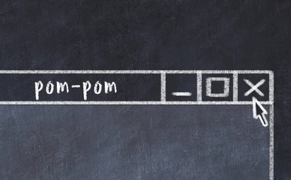 Dibujo de tiza de ventana del navegador con inscripción pom-pom — Foto de Stock