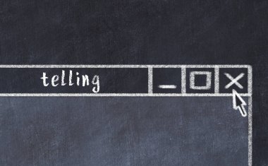 Üzerinde yazı olan tarayıcı penceresinin tebeşir sürükleyicisi 