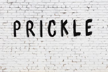 Beyaz tuğla duvara dikenli yazı.