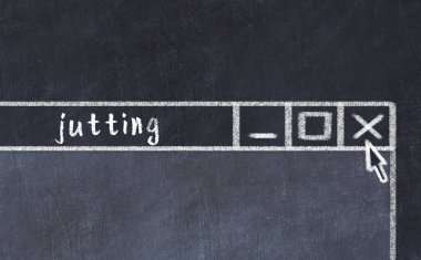 Sorunlarla başa çıkma kavramı. Tarayıcı penceresini başlık jutting ile kapatmanın tebeşir çizimi