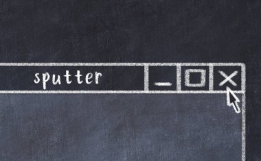 Sorunlarla başa çıkma kavramı. Tarayıcı penceresini başlık sputter ile kapatmanın tebeşir çizimi