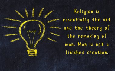 Bir ampulün tebeşir çizimi ve bilgece alıntıların yazımı