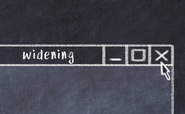 Tarayıcı penceresini kapatırken sayfa başlığı yazılarının genişletildiği tebeşir çizimi  