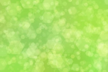 Altıgen şekilli bokeh benekli yeşil soyut odaklanmış arkaplan