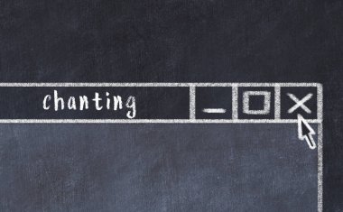 Tarayıcı penceresini altyazı ile kapatılıyor. Tebeşir çizimi. Sorunlarla başa çıkma kavramı