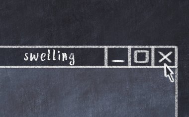 Tarayıcı penceresini sayfa başlığı yazdırma kabarıklığıyla kapatmanın tebeşir çizimi  