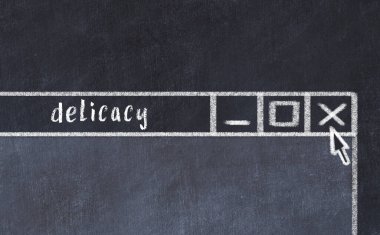 Tarayıcı penceresini başlık hassasiyetiyle kapatılıyor. Tebeşir çizimi. Sorunlarla başa çıkma kavramı