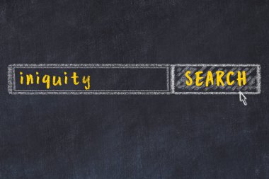 Siyah karatahtaya arama motoru çiziliyor. Kötülük arayışı kavramı