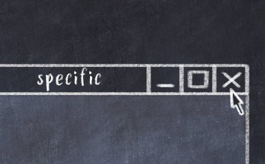 Tarayıcı penceresinin sayfa başlığı özel yazısıyla kapatılmasının tebeşir çizimi  