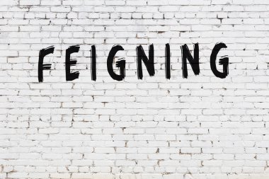 Yazı, beyaz tuğla duvara siyah boya ile yazılmış..