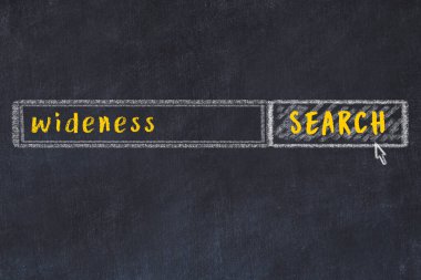 Siyah karatahtaya arama motoru çiziliyor. Genişleme arayışı kavramı