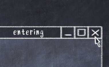 Tarayıcı penceresini kapatırken, sayfa başlığı yazısının girildiği tebeşir çizimi  