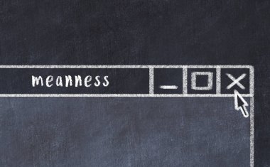 Tarayıcı penceresini sayfa başlığı yazma kötülüğüyle kapatmanın tebeşir çizimi  