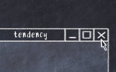 Tarayıcı penceresini sayfa başlığı yazma eğilimiyle kapatmanın tebeşir çizimi  