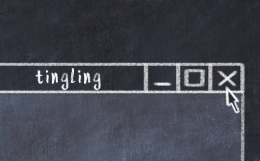 Tarayıcı penceresini sayfa başlığı karıncalanmasıyla kapatmanın tebeşir çizimi  