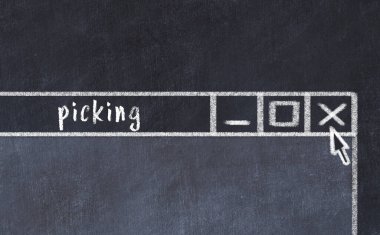 Tarayıcı penceresini başlık seçimi ile kapatılıyor. Tebeşir çizimi. Sorunlarla başa çıkma kavramı