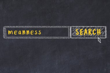 Siyah karatahtaya arama motoru çiziliyor. Kötülük arama kavramı