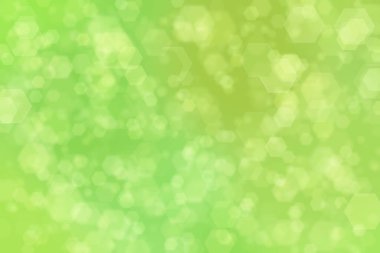 Altıgen şekilli bokeh benekli yeşil soyut odaklanmış arkaplan