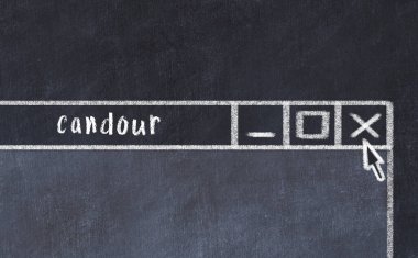 Tarayıcı penceresini başlık samimiyeti ile kapatılıyor. Tebeşir çizimi. Sorunlarla başa çıkma kavramı