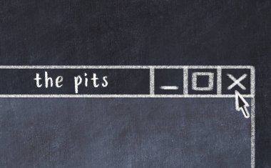 Tarayıcı penceresini altyazıyla kapatılıyor. Tebeşir çizimi. Sorunlarla başa çıkma kavramı