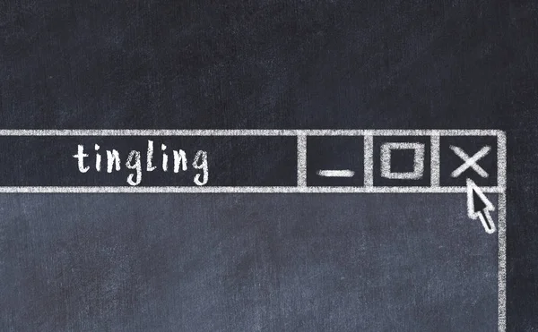 Tarayıcı penceresini sayfa başlığı karıncalanmasıyla kapatmanın tebeşir çizimi  