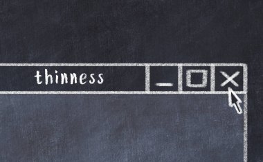 Tarayıcı penceresini başlık inceliği ile kapatılıyor. Tebeşir çizimi. Sorunlarla başa çıkma kavramı