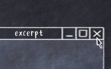 Tarayıcı penceresinin sayfa başlığı yazıtı ile kapatılmasının tebeşir çizimi  