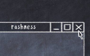 Tarayıcı penceresini sayfa başlığı yazma düşüncesizliğiyle kapatmanın tebeşir çizimi  