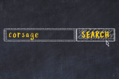 Siyah karatahtaya arama motoru çiziliyor. Çiçek arama kavramı