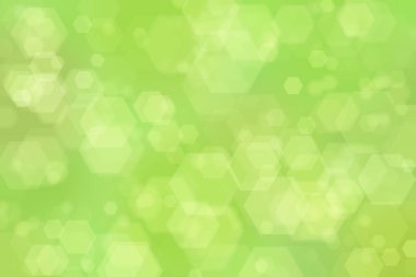 Altıgen şekilli bokeh benekli yeşil soyut odaklanmış arkaplan