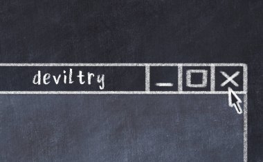 Tarayıcı penceresini sayfa başlığı yazıtları ile kapatmanın tebeşir çizimi  