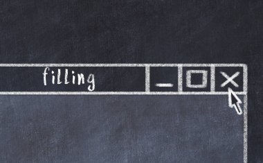 Tarayıcı penceresini başlık doldurma ile kapatılıyor. Tebeşir çizimi. Sorunlarla başa çıkma kavramı