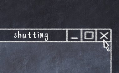 Tarayıcı penceresini sayfa başlığı yazıtı kapatılarak kapatmanın tebeşir çizimi  