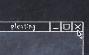 Tarayıcı penceresini başlık katmanlı olarak kapatılıyor. Tebeşir çizimi. Sorunlarla başa çıkma kavramı