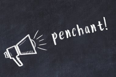 Hoparlör çizimi ve yazıt eğilimi olan siyah karatahta