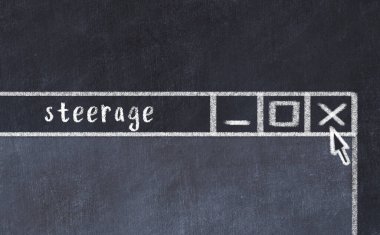 Tarayıcı penceresini başlık dümeniyle kapatılıyor. Tebeşir çizimi. Sorunlarla başa çıkma kavramı