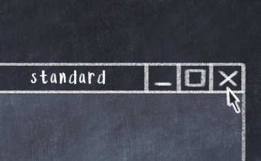 Tarayıcı penceresinin sayfa başlığı yazma standardıyla kapatılmasının tebeşir çizimi  