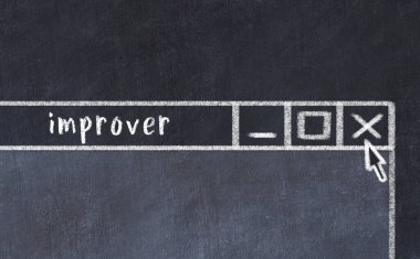 Tarayıcı penceresini başlık geliştirici ile kapatılıyor. Tebeşir çizimi. Sorunlarla başa çıkma kavramı