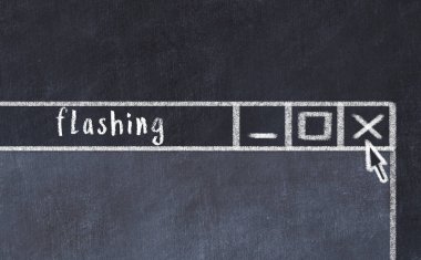 Tarayıcı penceresini altyazı parlaması ile kapatılıyor. Tebeşir çizimi. Sorunlarla başa çıkma kavramı