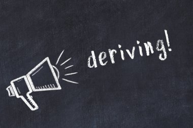 Hoparlör çizimi ve yazıt türevli siyah karatahta