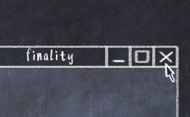 Tarayıcı penceresini başlık sonu ile kapatılıyor. Tebeşir çizimi. Sorunlarla başa çıkma kavramı